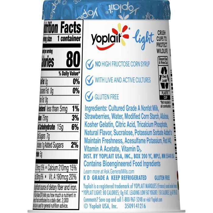 Yoplait yogurt nutrition facts