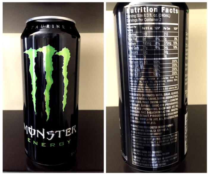 Monster energy drink nutrition facts