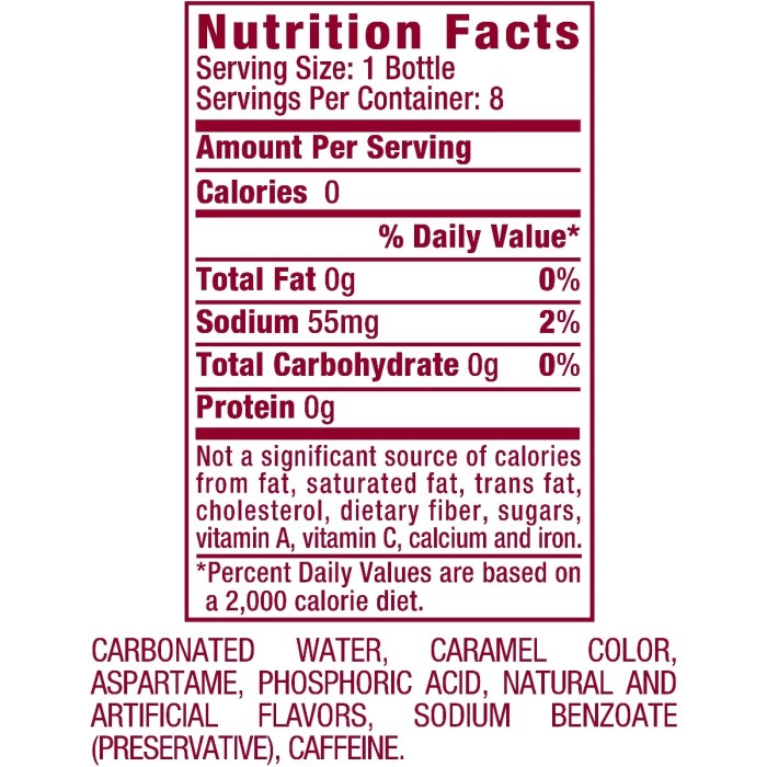 Diet dr pepper nutrition facts