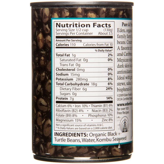 Canned black beans nutrition facts