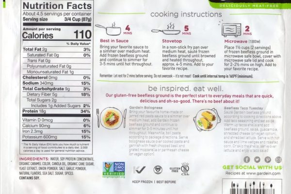 Gardein plant based protein nuggets nutrition facts