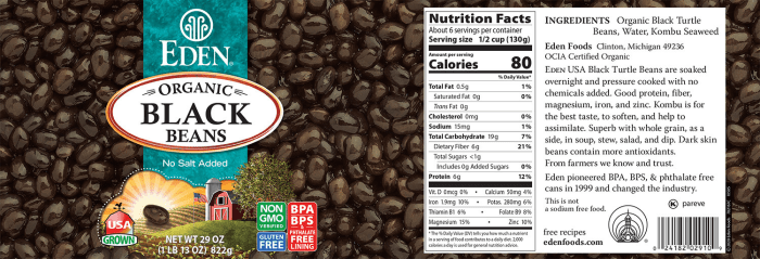 Canned black beans nutrition facts