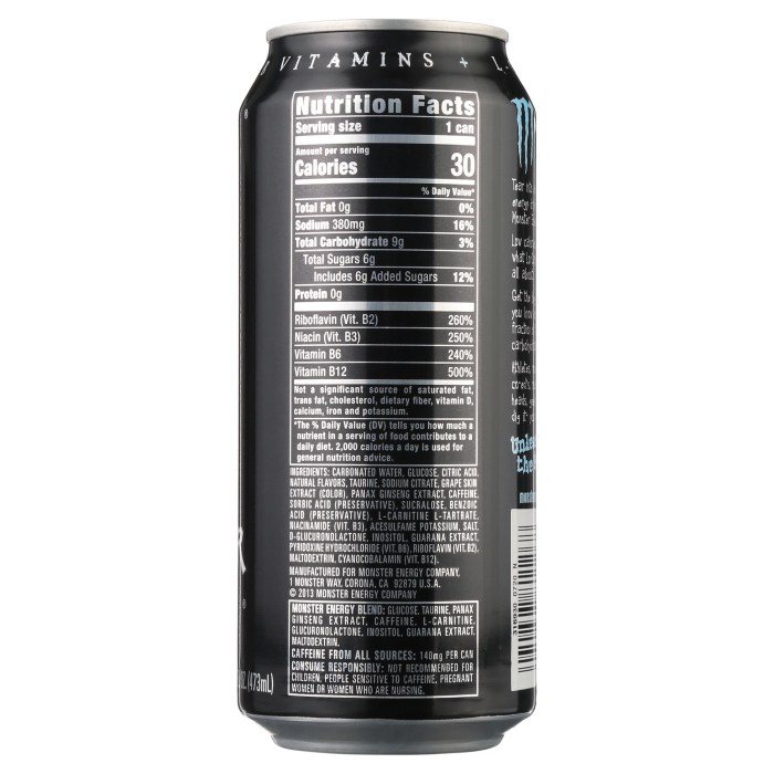 Monster energy drink nutrition facts