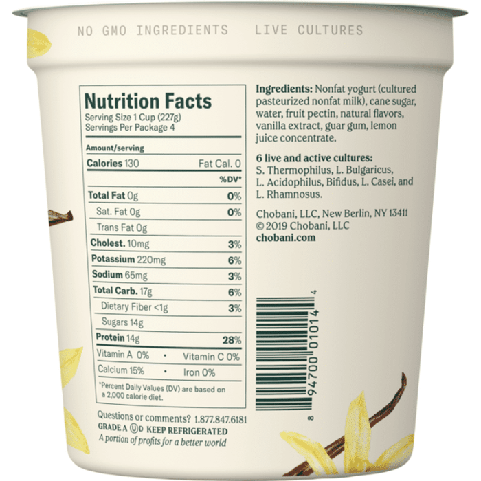 Chobani yogurt nutrition facts